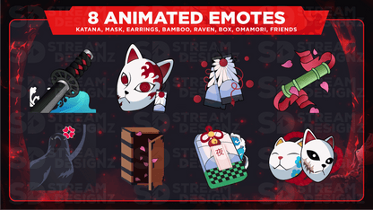 Ultimate stream package 8 animated emotes katana stream designz