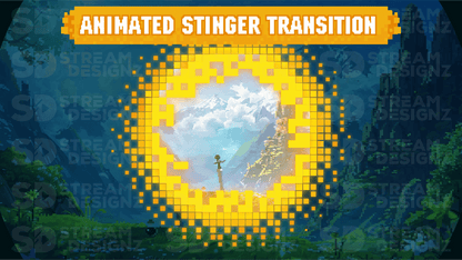 Stinger transition preview video pixel world stream designz