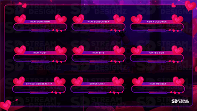 Animated stream alerts preview video valentine lofi stream designz