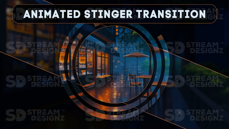 the ultimate stream package animated stinger transition preview video cafe lofi stream designz