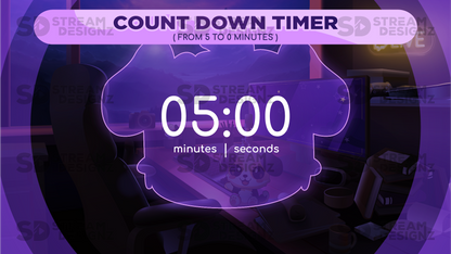 5 minute countdown timer midnight lofi preview video stream designz