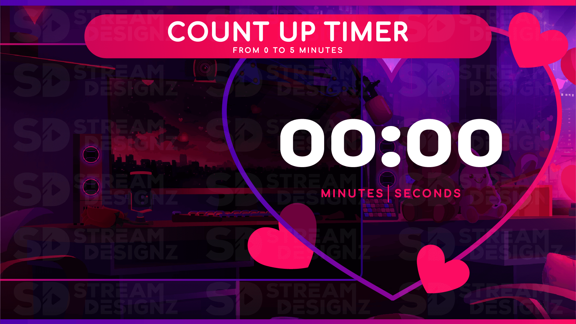 Ultimate stream package 5 minute count up timer valentine lofi stream designz