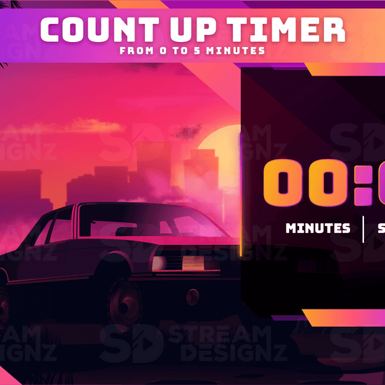 5 minute count up timer sunset city preview video stream designz