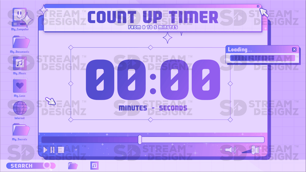 5 minute count up timer preview video y2k stream designz