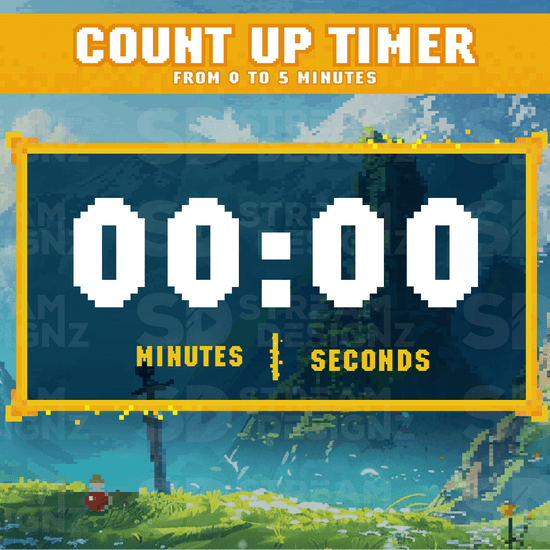 5 minute count up timer preview video pixel world stream designz