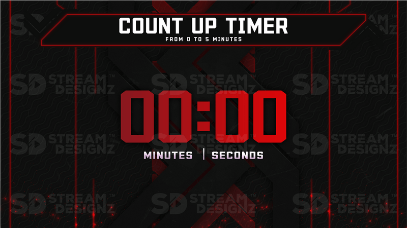 5 minute count up timer preview video code red stream designz