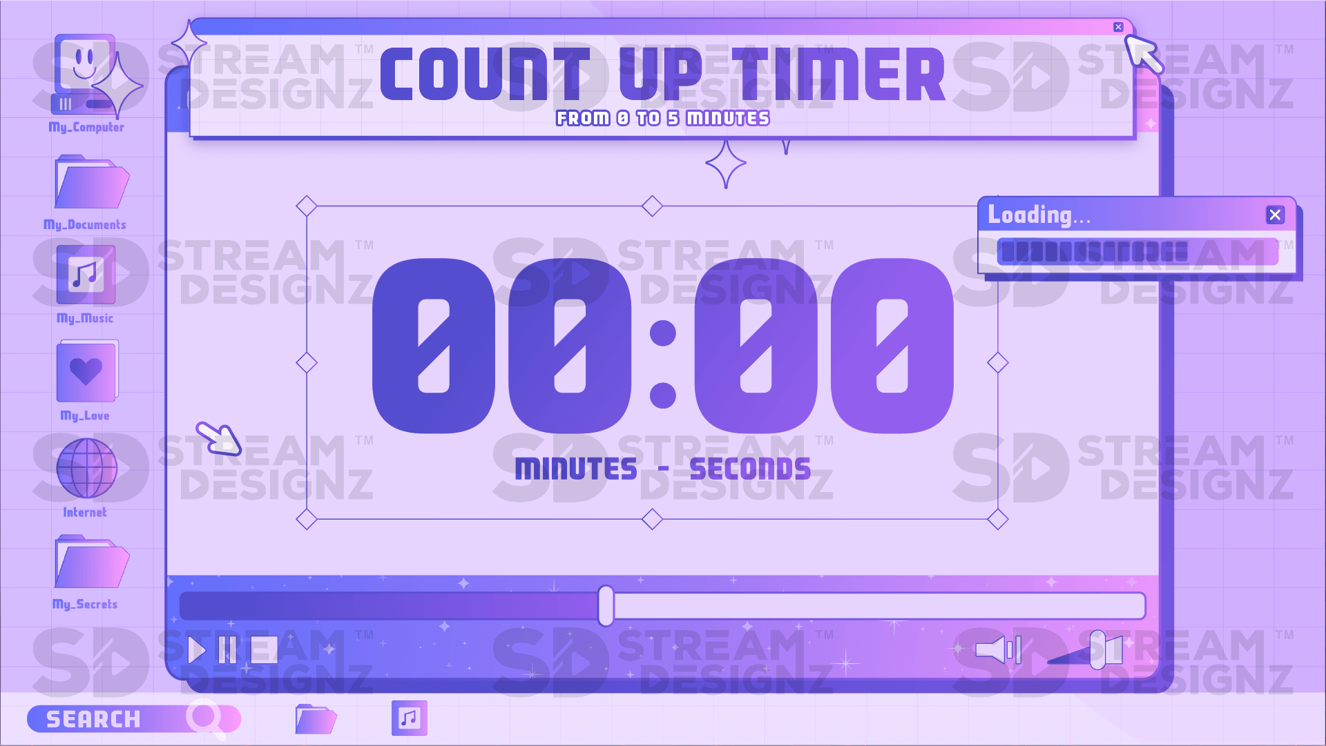 Ultimate stream package 5 minute count up timer y2k stream designz