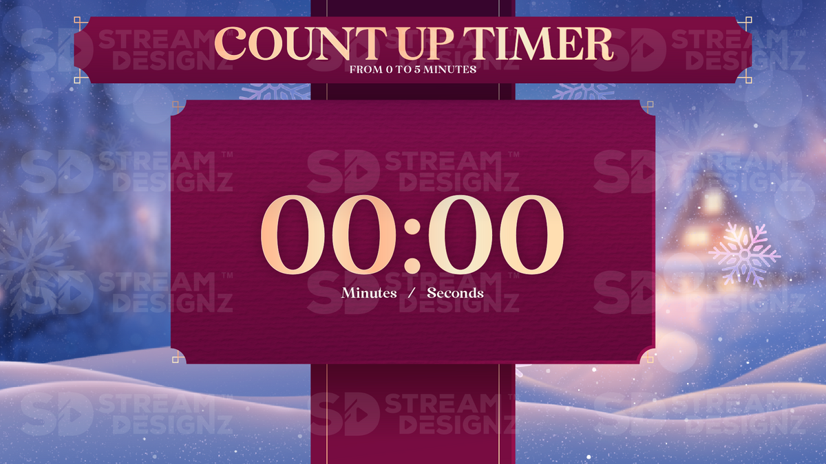 Stream Count Up Timer Overlay - Silent Night | Stream Designz