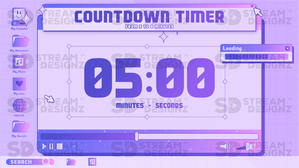Stream Countdown Timer Overlay - Y2K | Stream Designz