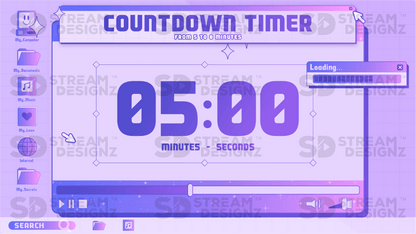 5 minute countdown timer preview video y2k stream designz