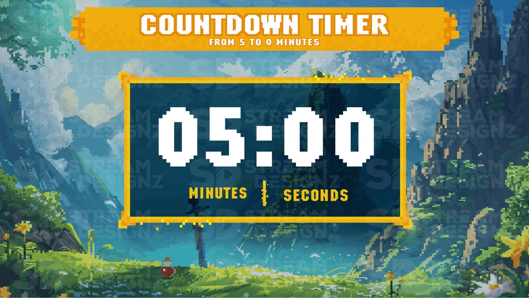 5 minute countdown timer preview video pixel world stream designz