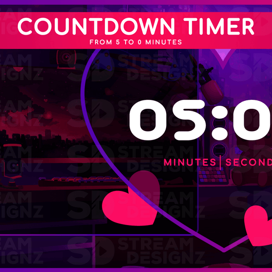 5 minute countdown timer preview video valentine lofi stream designz