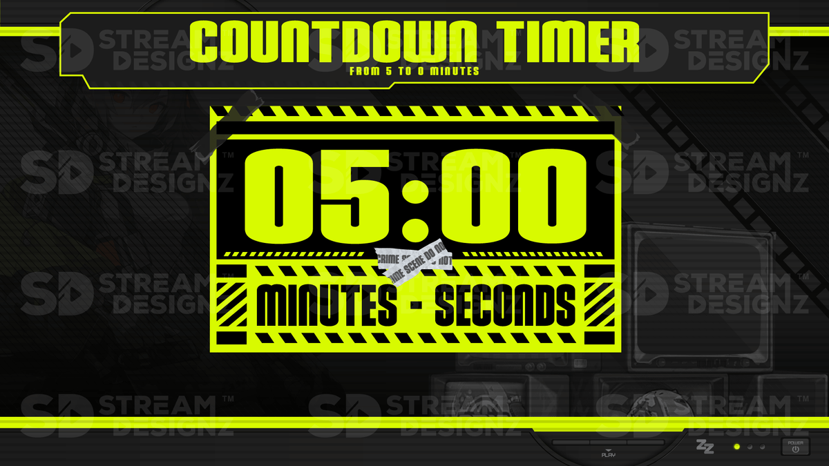 Stream Countdown Timer Overlay - Hazard | Stream Designz