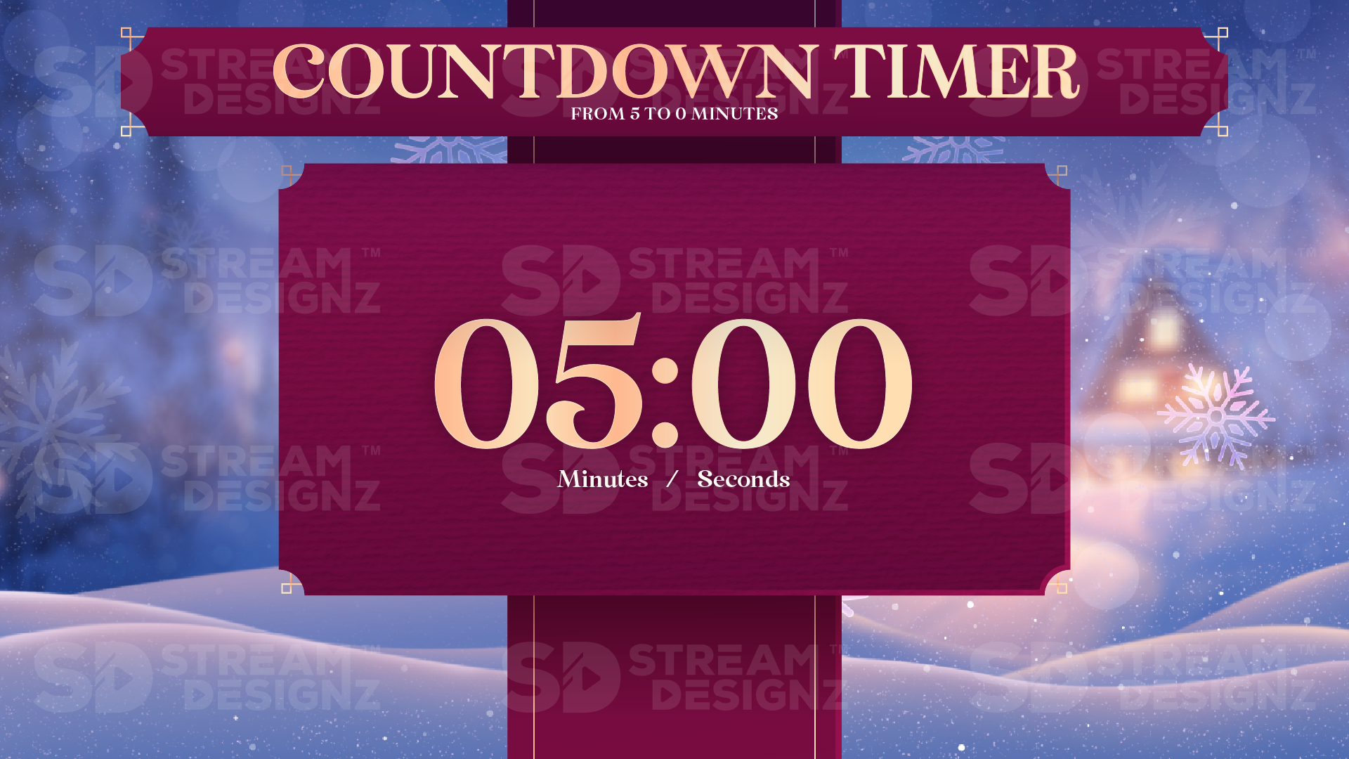 5 minute countdown timer preview video silent night stream designz