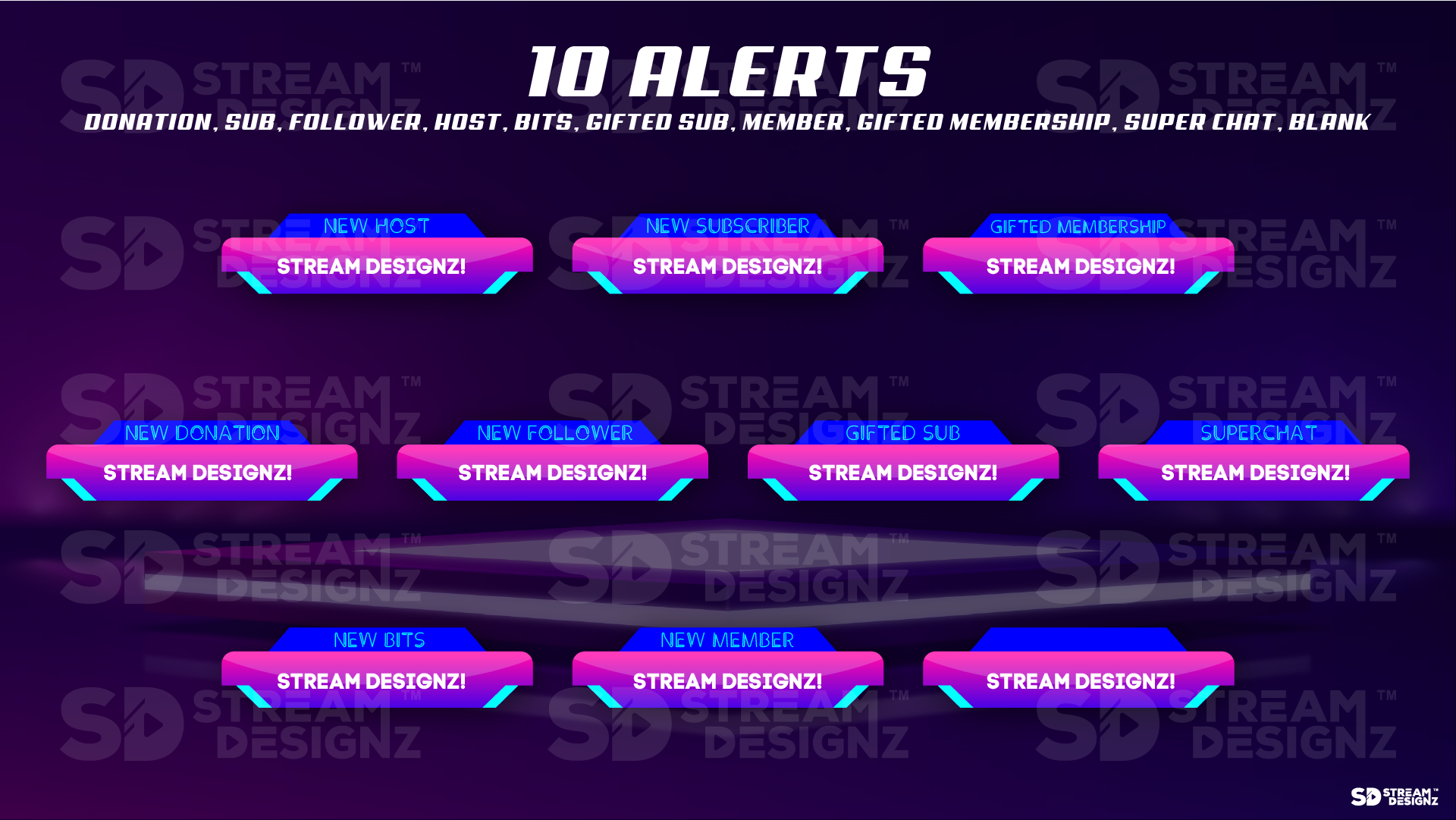 Animated stream alerts illuminate preview video stream designz