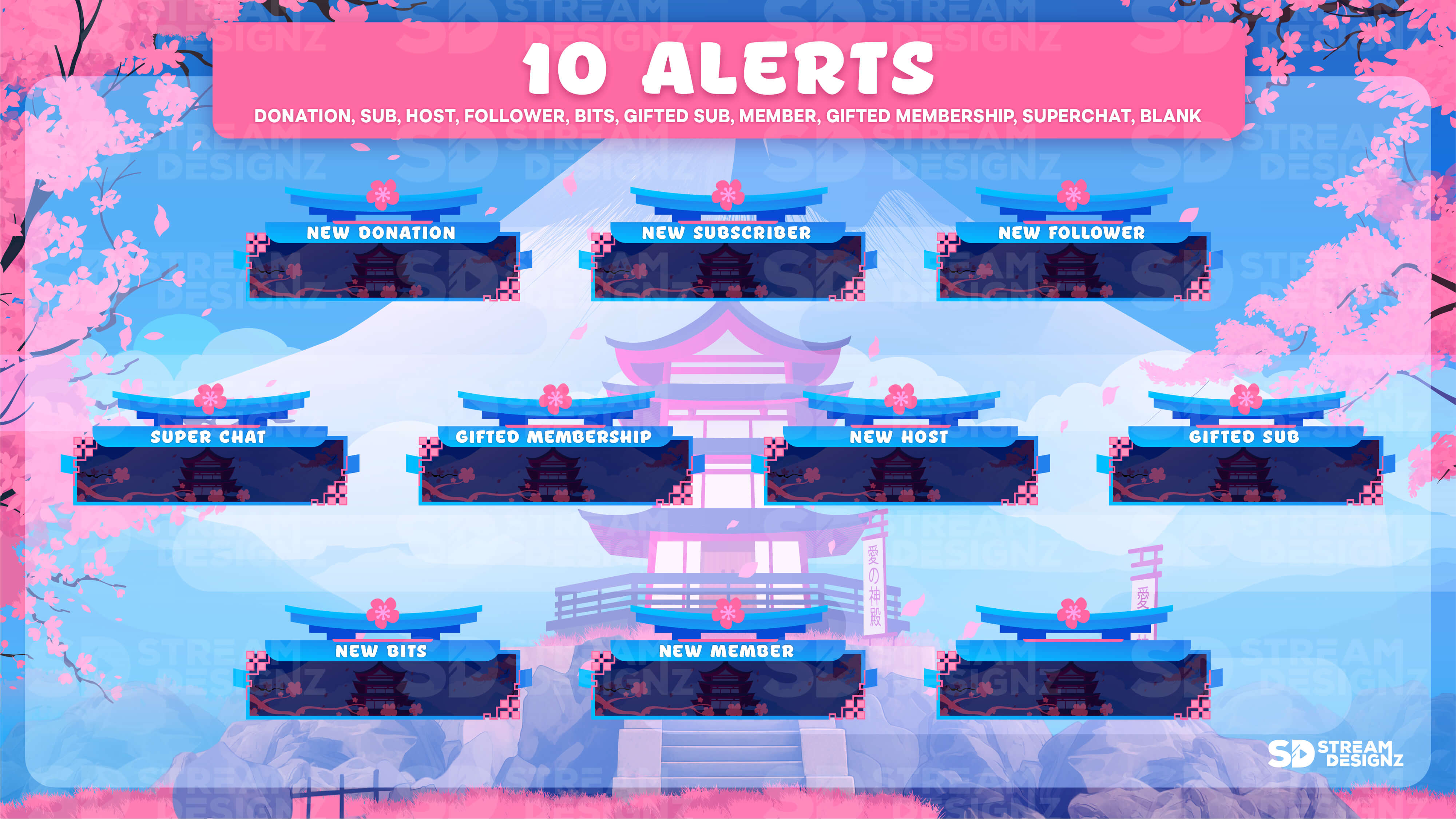 Ultimate stream package 10 alerts  sakura chill stream designz