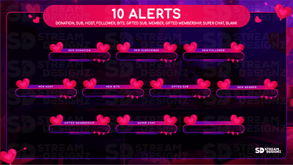 Ultimate stream package 10 alerts valentine lofi stream designz