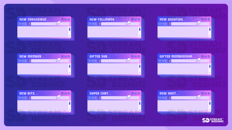 Animated stream alerts video y2k stream designz