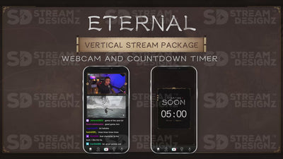 vertical stream overlay package webcam and countdown timer eternal stream designz