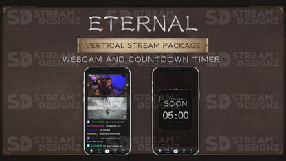 vertical stream overlay package webcam and countdown timer eternal stream designz