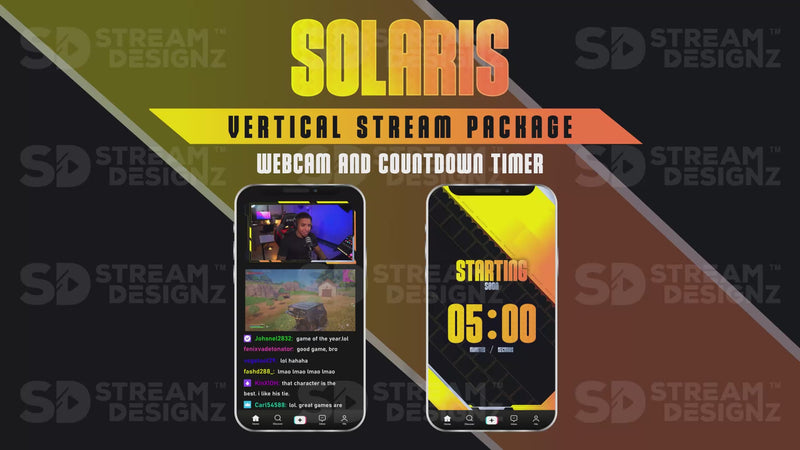 vertical stream overlay package webcam and countdown timer solaris stream designz
