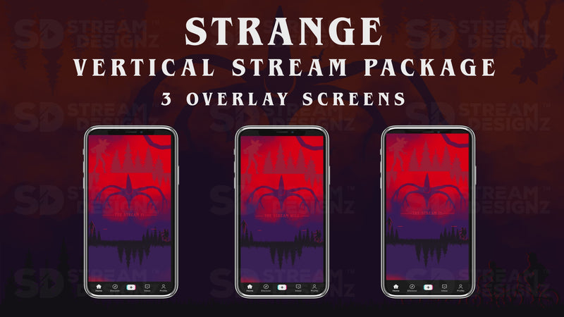 vertical stream overlay package 3 overlay screens strange stream designz