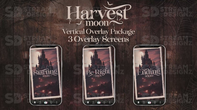 vertical stream overlay package 3 overlay screens harvest moon stream designz