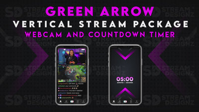 vertical stream overlay package webcam and countdown timer pink fury stream designz