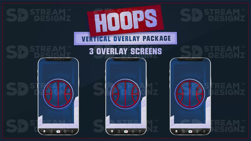 vertical stream overlay package 3 overlay screens hoops stream designz