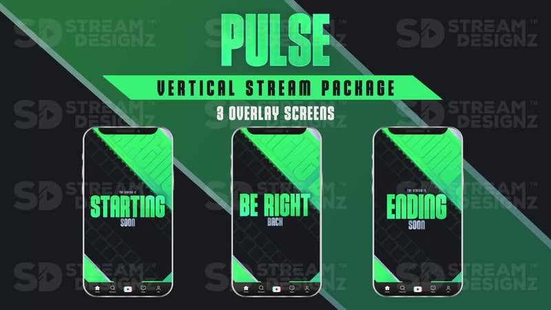 vertical stream overlay package 3 overlay screens pulse stream designz