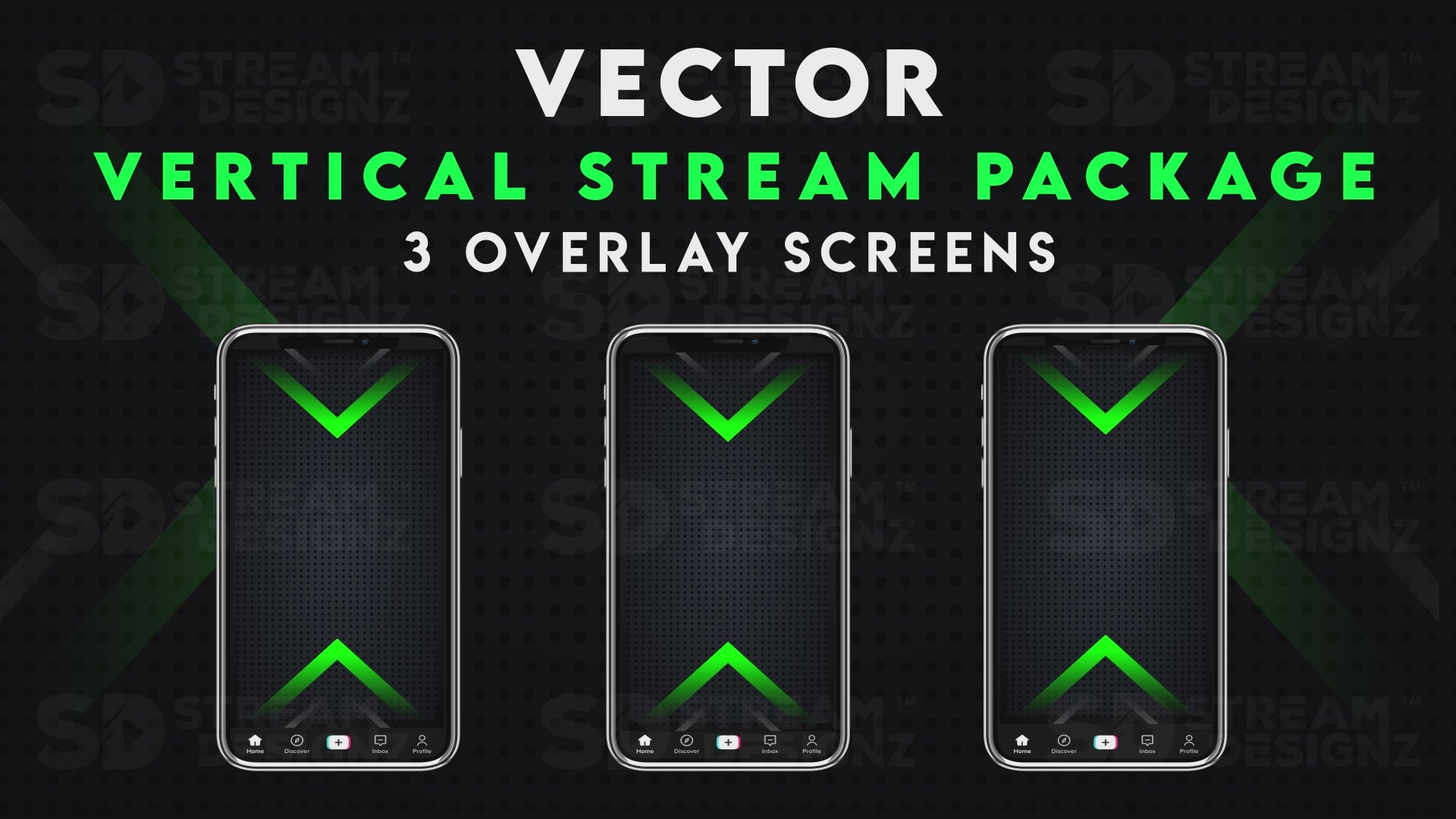 vertical stream overlay package 3 overlay screens vector stream designz
