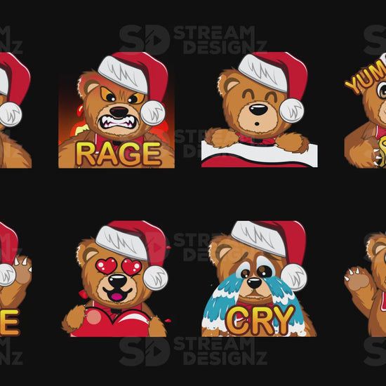 8 Pack Emotes Merry Christmas Animated Preview Video Stream Designz