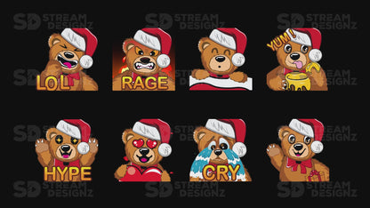 8 Pack Emotes Merry Christmas Animated Preview Video Stream Designz