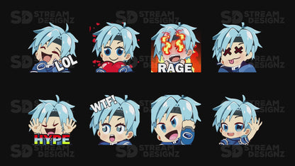 8 Pack Emotes Animated Arctic Blue & White Preview Video stream designz