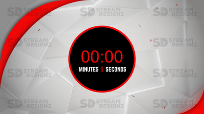5 minute count up timer arctic red and white preview video stream designz