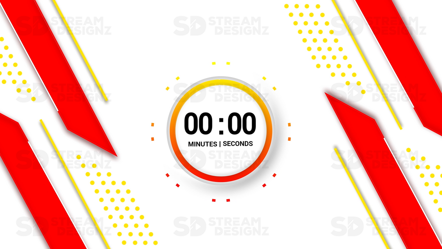 5 minute count up timer sleek yellow and red thumbnail stream designz