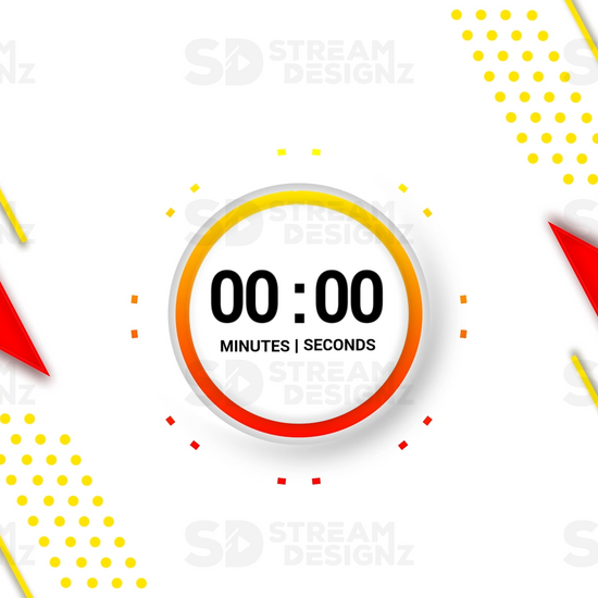 5 minute count up timer preview video sleek yellow and red stream designz