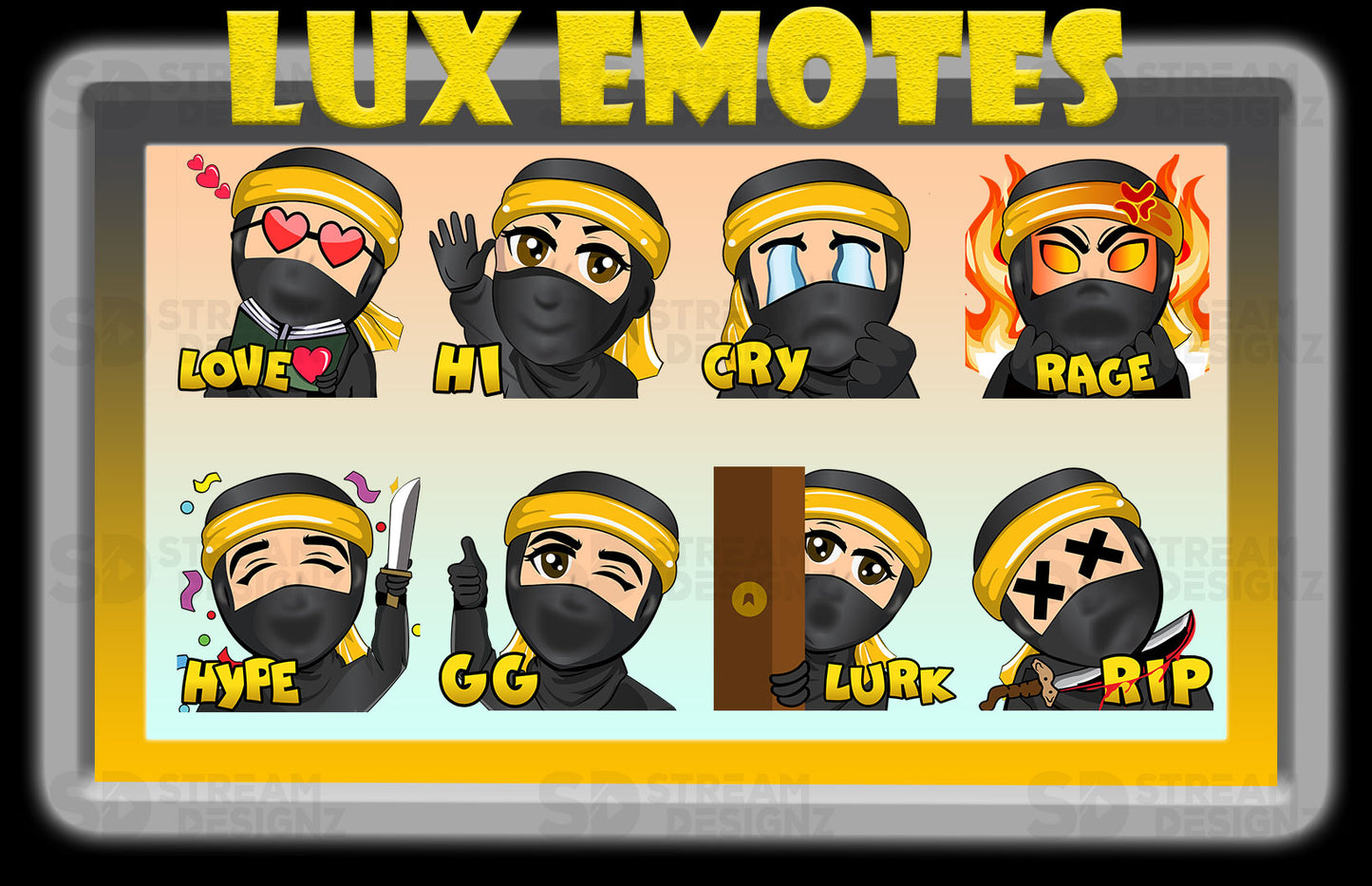 8 Pack Emotes Lux Preview image 1 stream designz