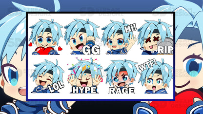 8 Pack Emotes Static Arctic Blue & White Preview image 1 stream designz