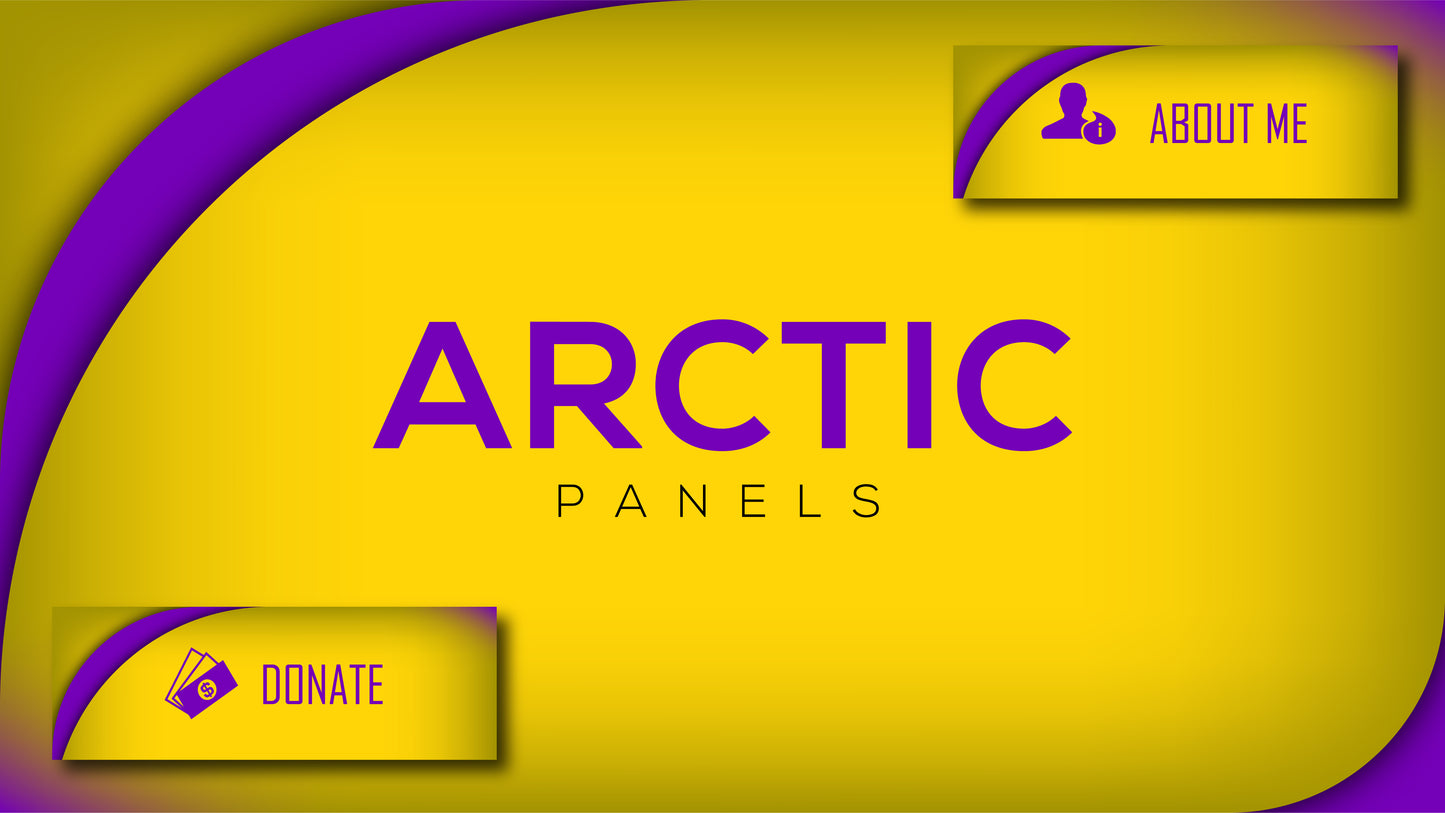 Twitch panels arctic purple and gold thumbnail stream designz