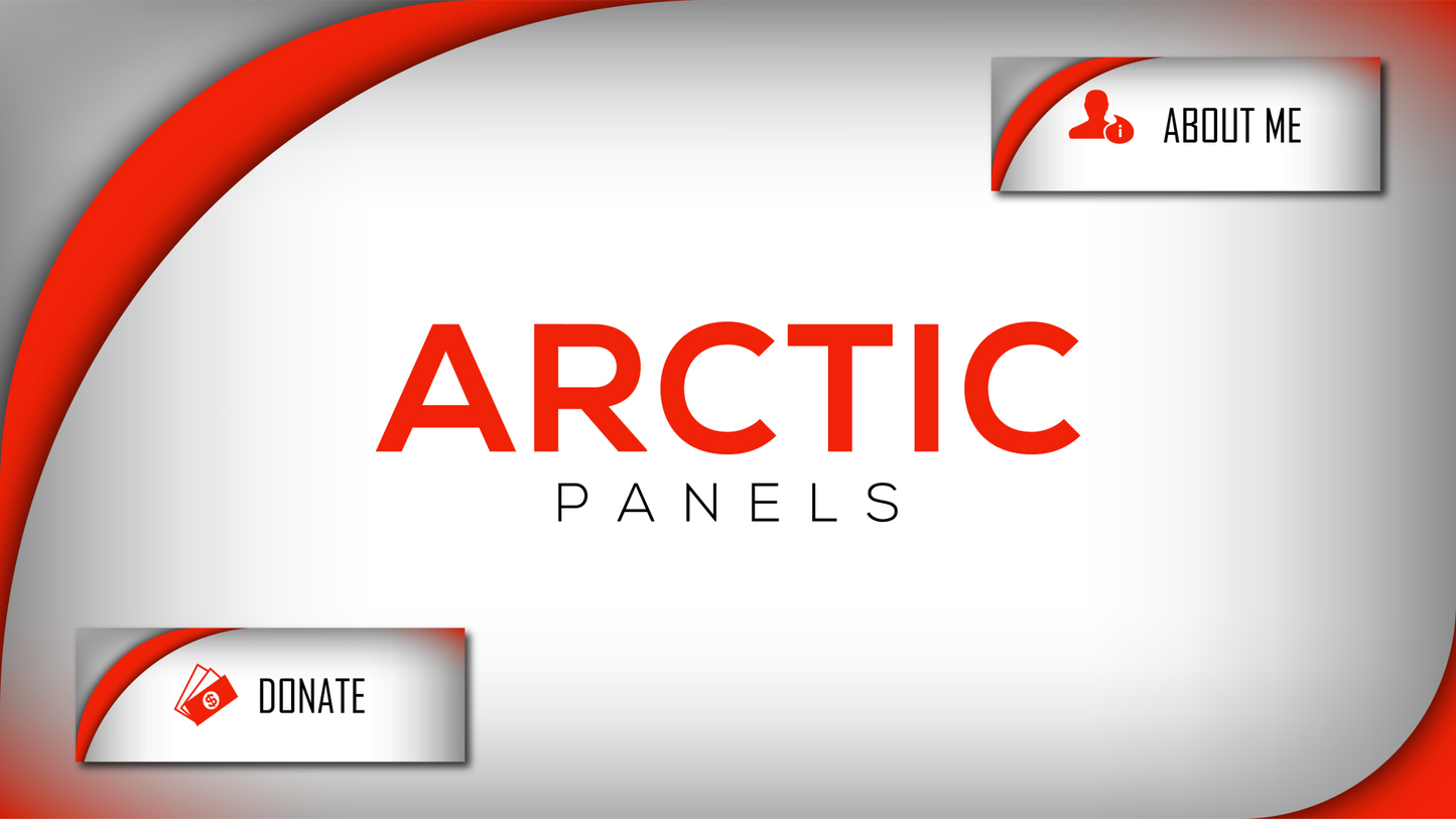 Twitch panels arctic red and white thumbnail stream designz