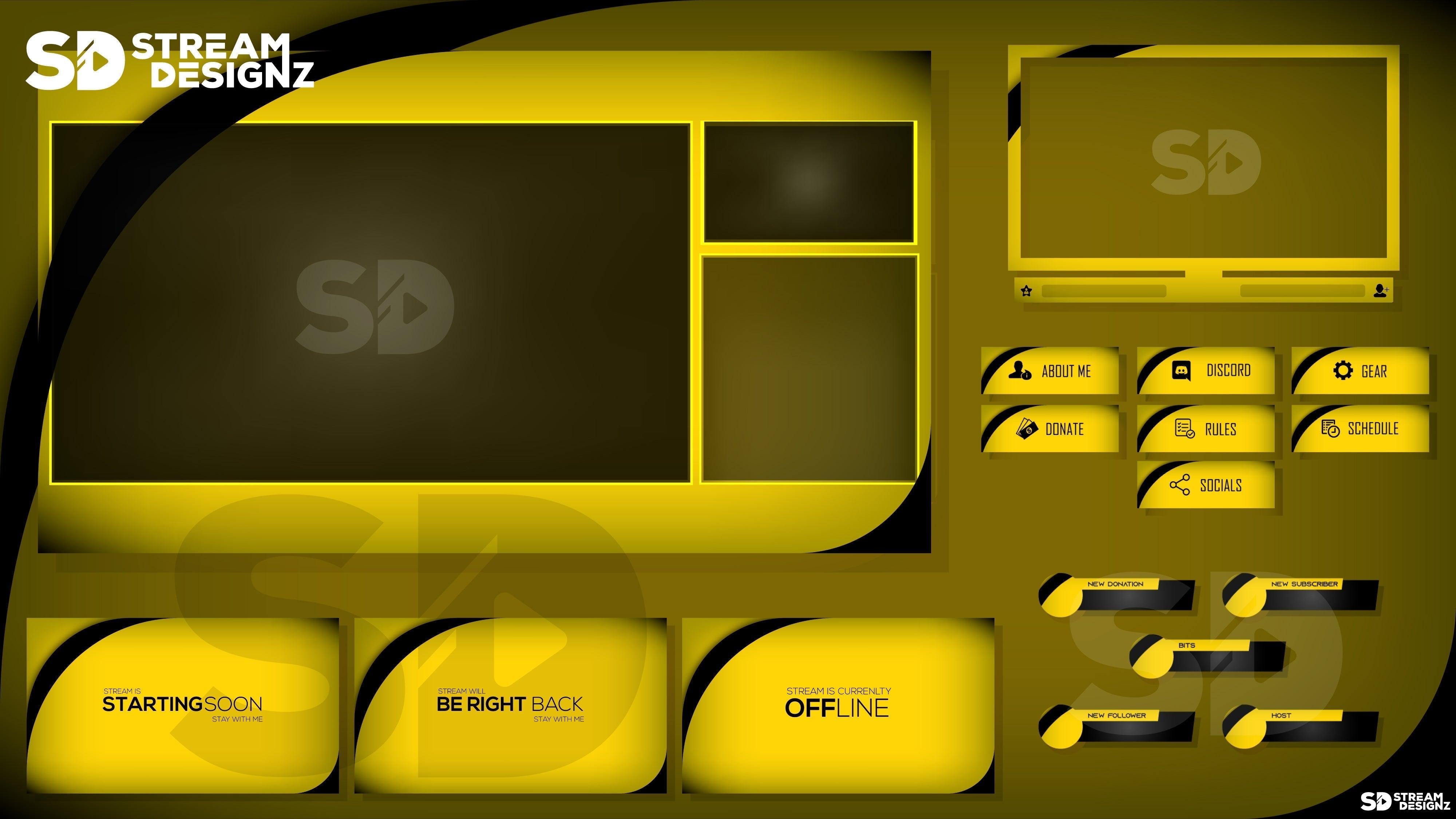 Stream Overlay Package - Arctic - Black & Gold - Stream Designz