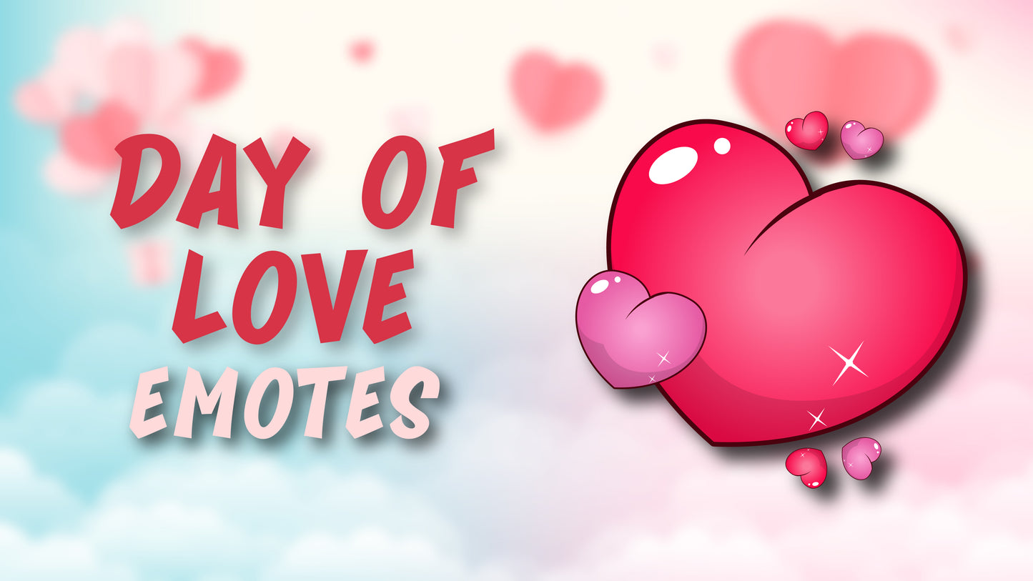 Twitch emotes day of love thumbnail stream designz