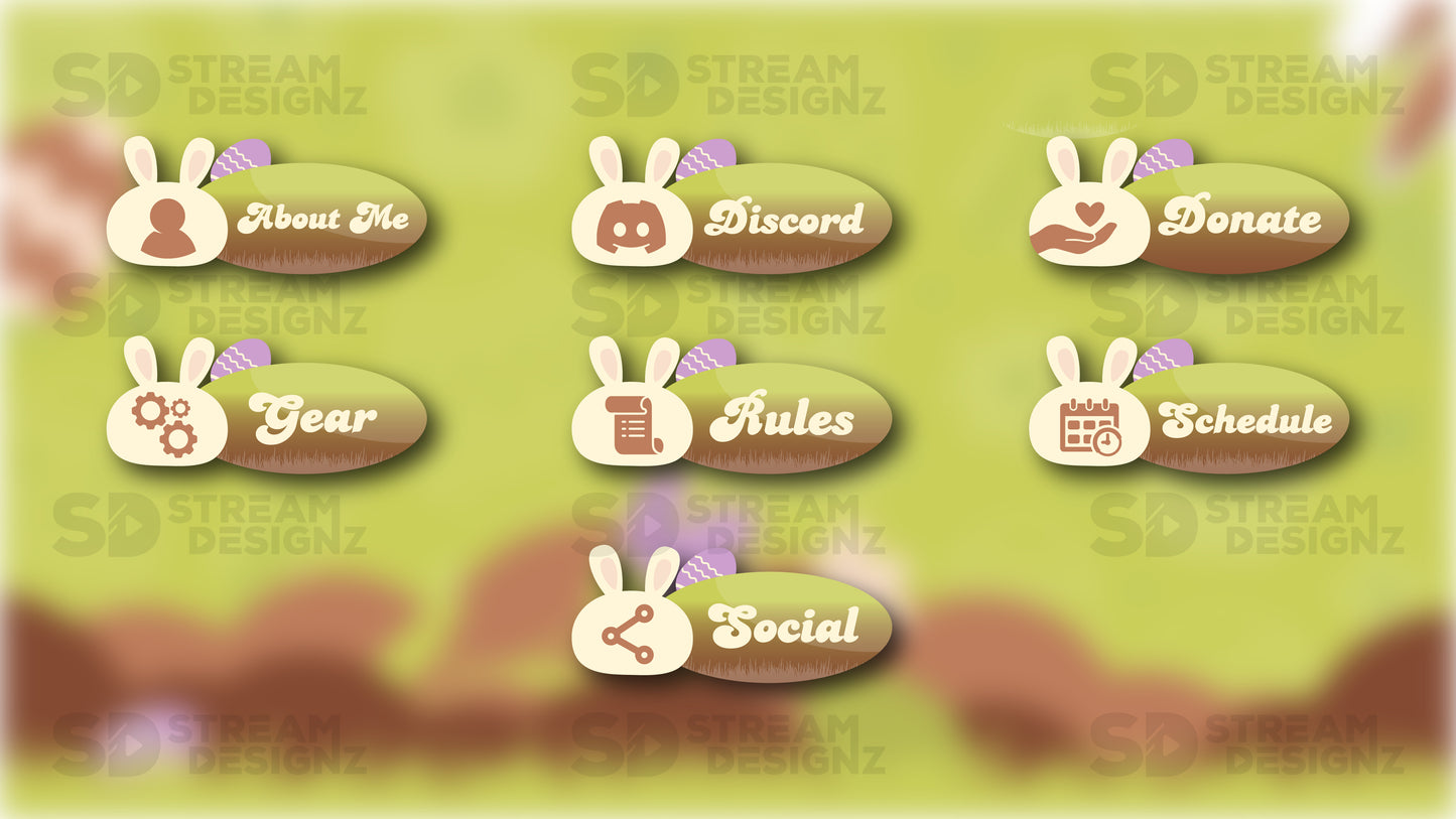 Twitch panels easter egg brown and green panels preview stream designz