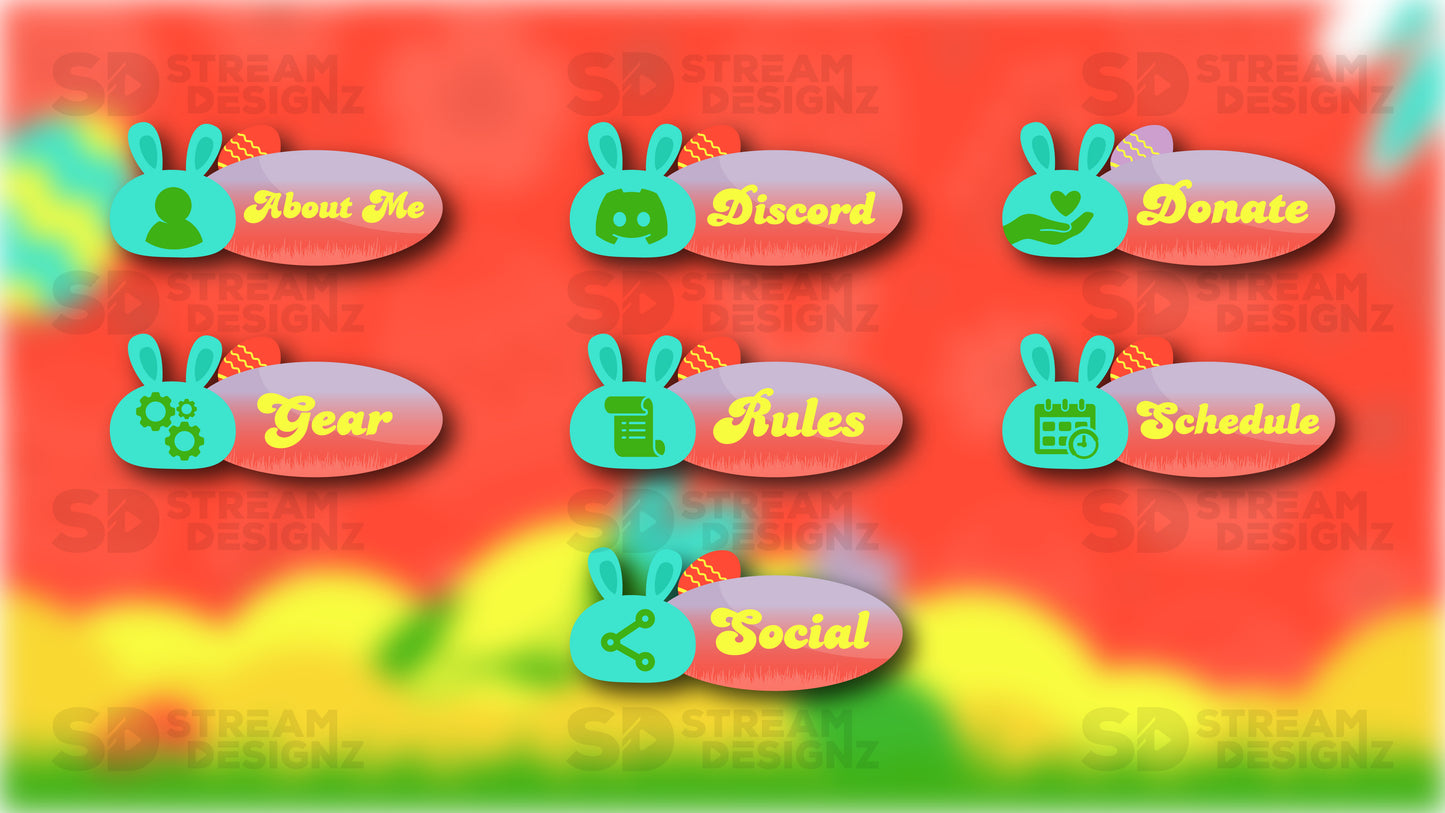 Twitch panels easter egg orange and yellow panels preview stream designz
