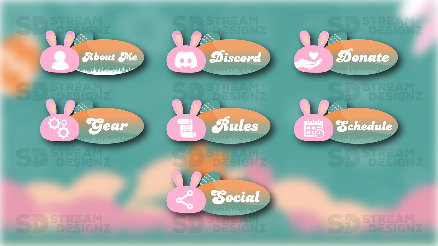 Twitch panels easter egg teal and pink panels preview stream designz