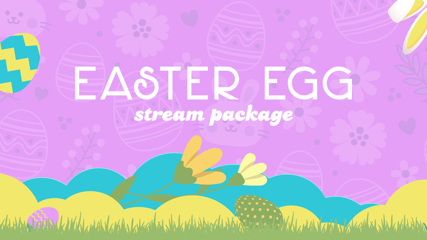 Stream overlay package easter egg purple blue and yellow thumbnail stream designz