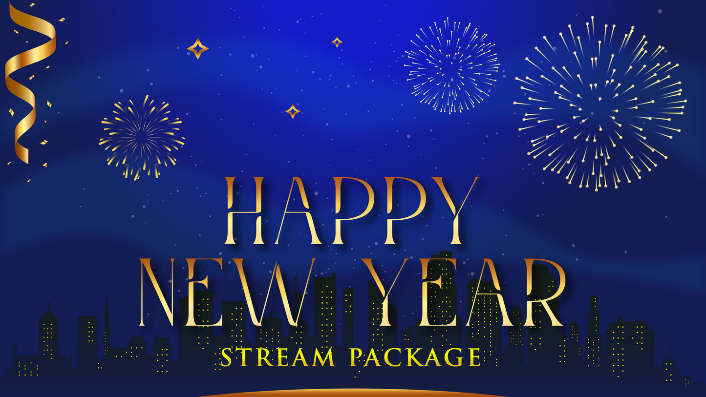 Animated stream overlay package happy new year thumbnail stream designz