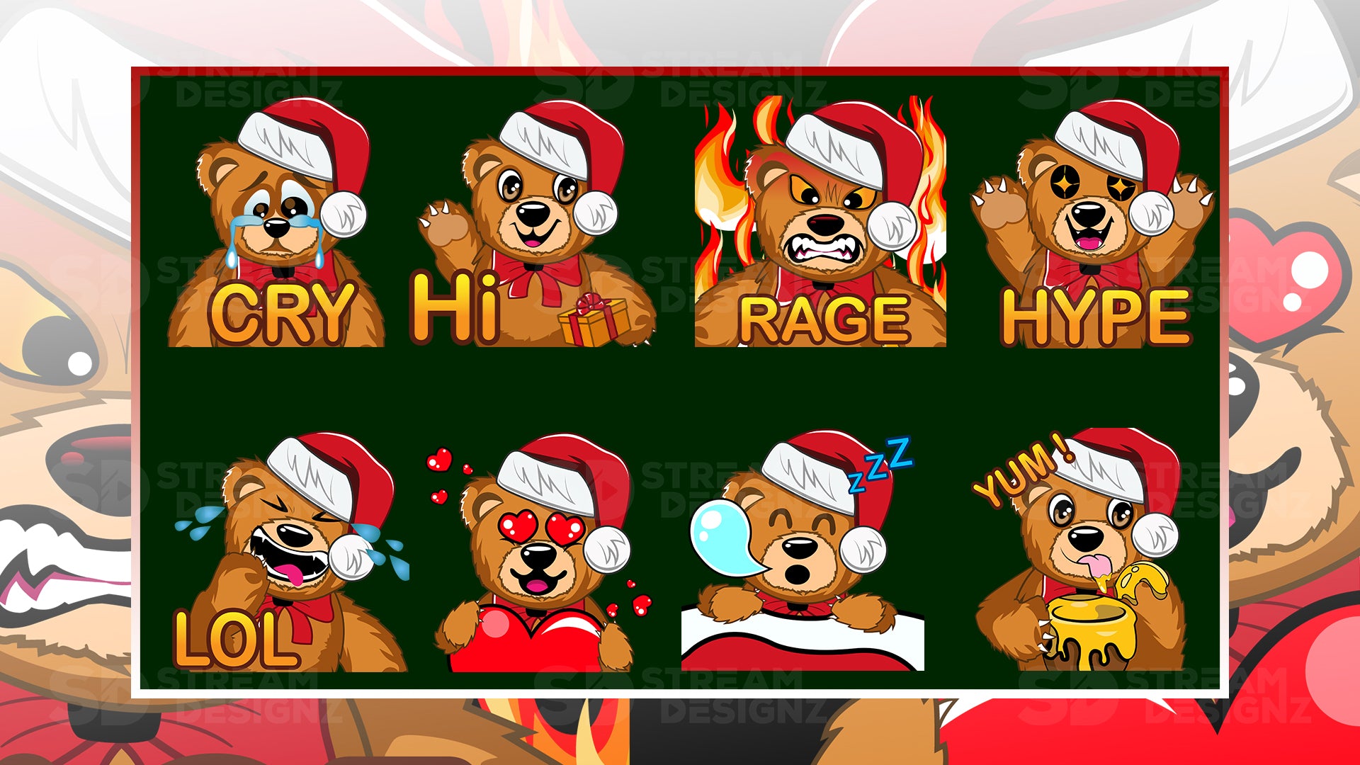 8 Pack Emotes Merry Christmas Static Preview 1 Stream Designz
