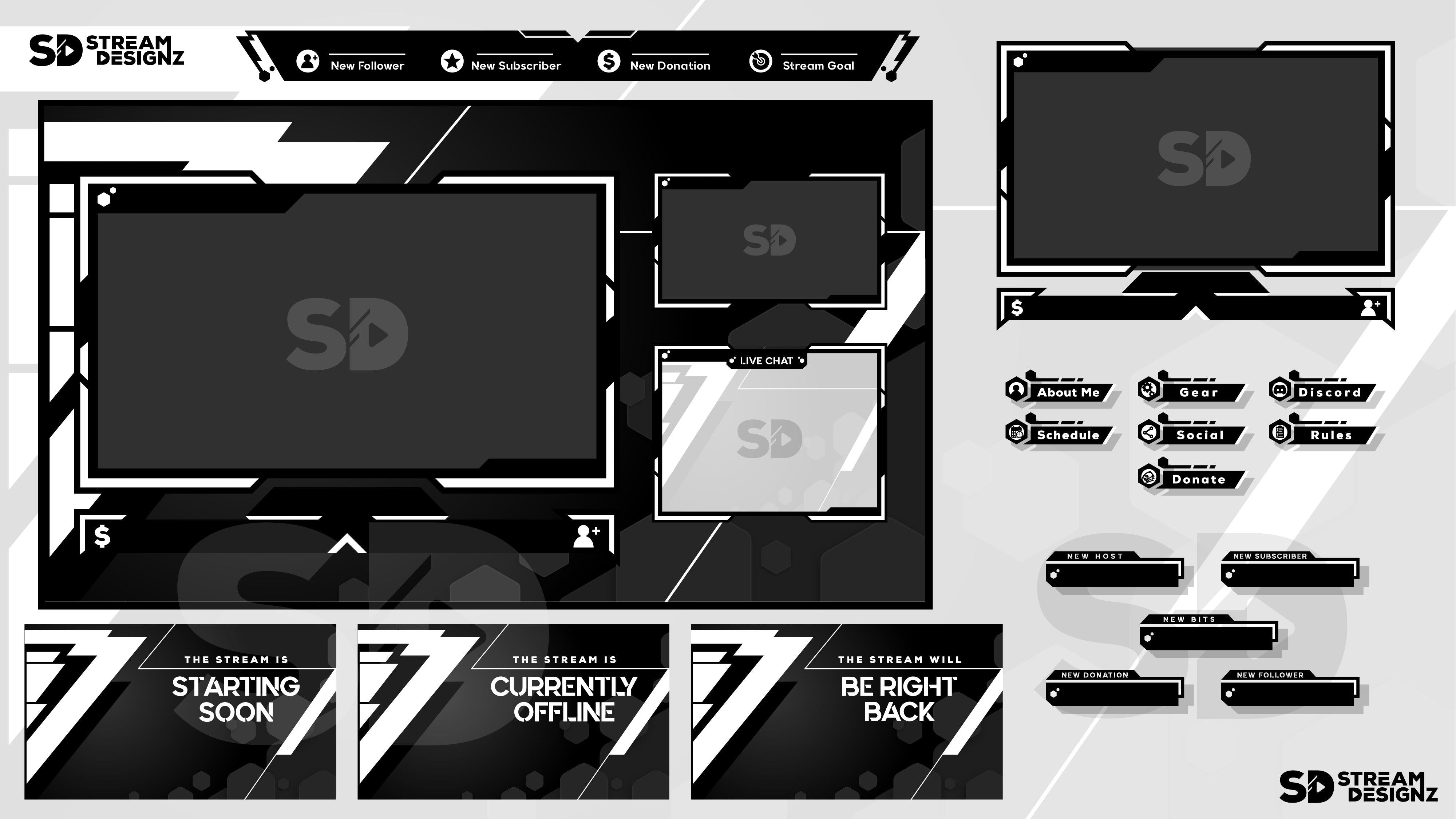 Static Stream Overlay Packages for Twitch, YouTube, Facebook Live ...
